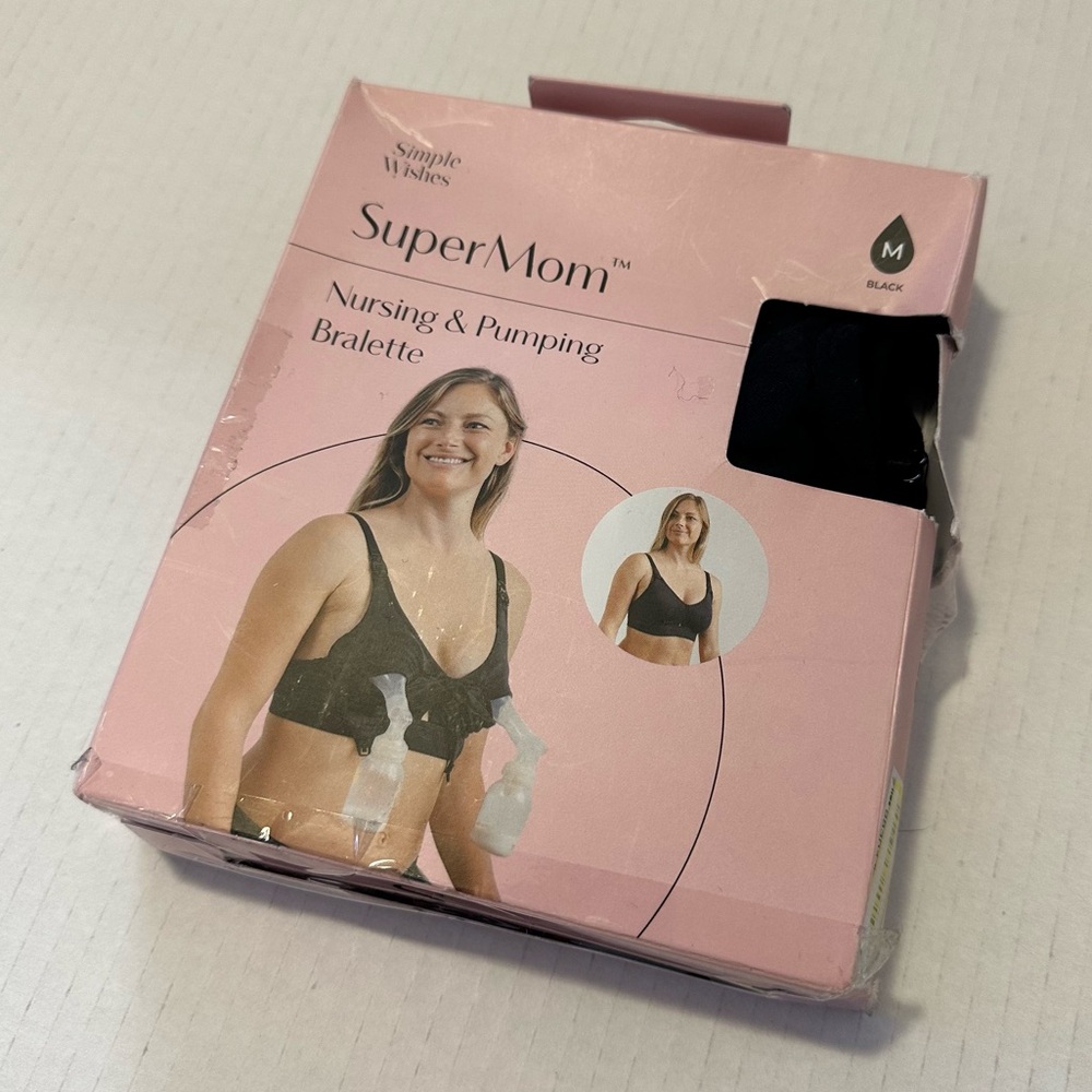 Simple Wishes SuperMom Black Nursing & Pumping Bralette M